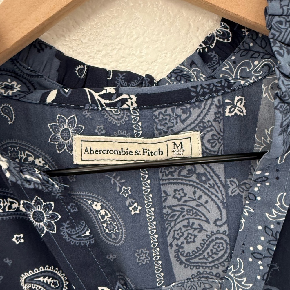 Abercrombie & Fitch Paisley Bandana Long Sleeve Drawstring Shirtdress Medium - Picture 4 of 10
